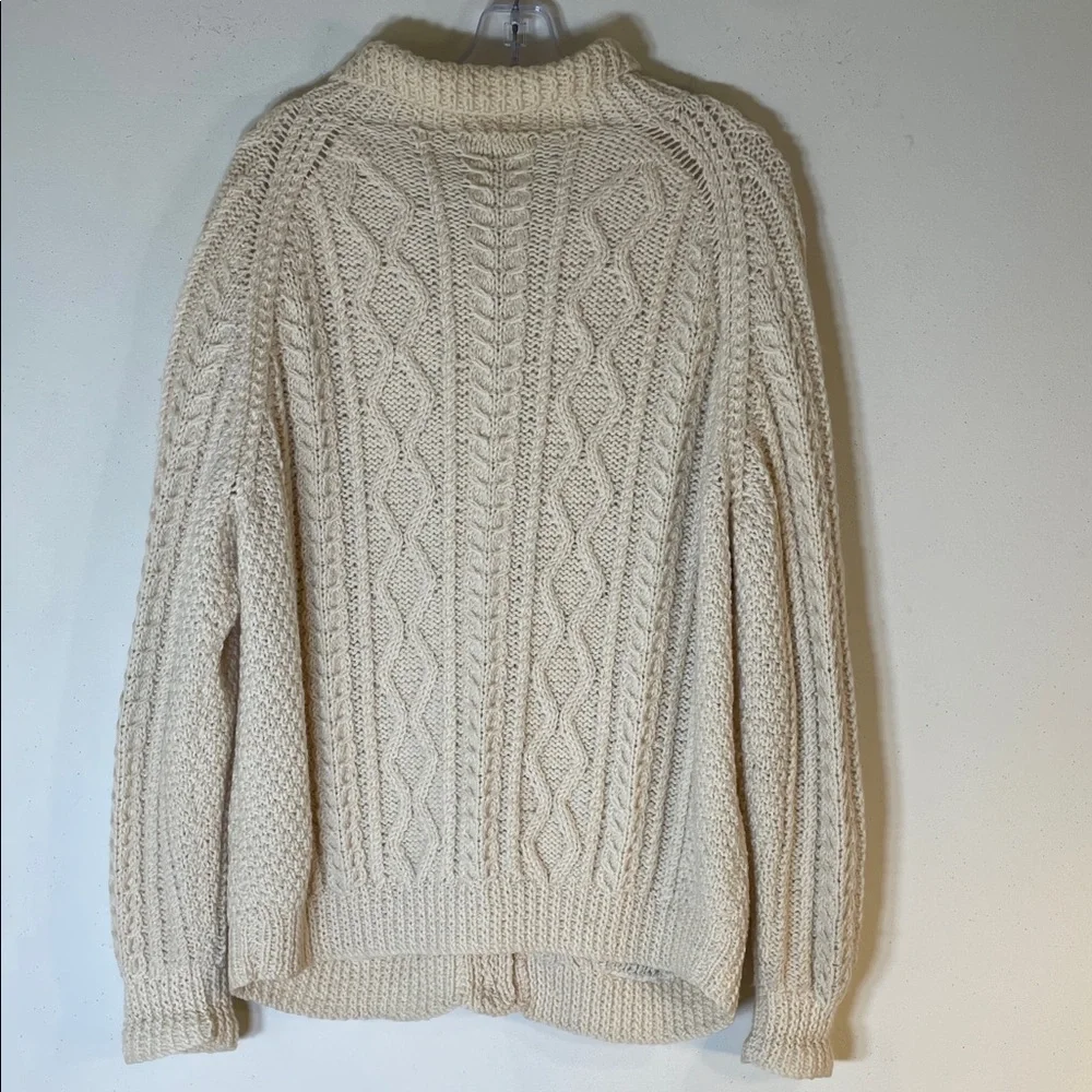 Boho Blarney Wollen Mills Pure Wool Traditional Aran Hand Knit Cardigan. - Picture 11 of 12